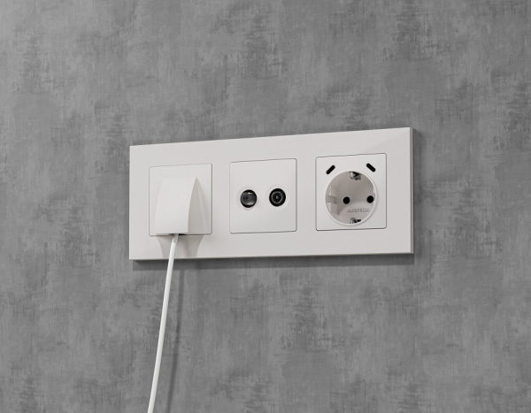 Розетка с заземлением и 2хUSB type C, без рамки Ambrella Volt ALFA MA130510