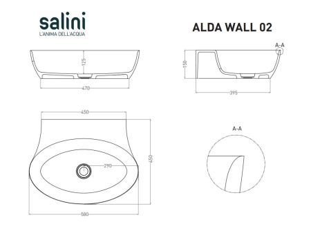 Раковина Salini Alda Wall 01 58 140321MN