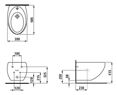 Биде подвесное Laufen Alessi 3097.1 LCC