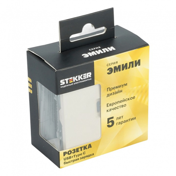 Розетка 2хUSB type A и C без рамки Stekker Эмили 49905