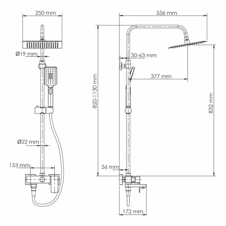 Душевая стойка WasserKRAFT A27701 черный