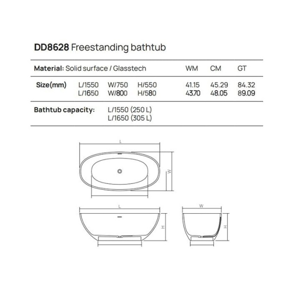 Отдельностоящая ванна Dea Design Nature 165х80х58 DD8628 1650 R9 brown copper
