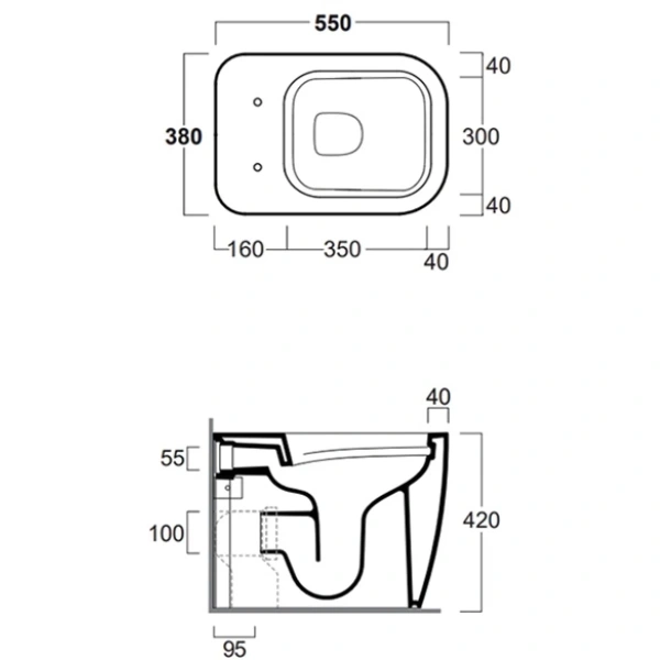 Приставной безободковый унитаз Simas Henges HE01bi
