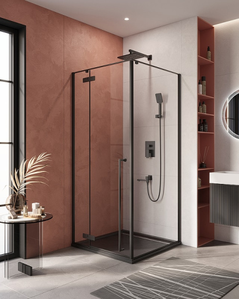 Душевой уголок Cezares Liner 90х90 LINER-A-1-90-C-NERO-L черный