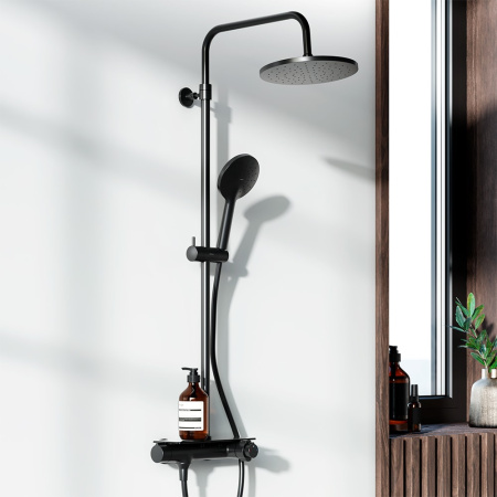 Душевая стойка Damixa Jupiter 977750300 с термостатом черная матовая