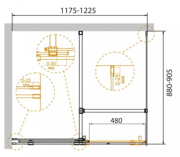 Душевой уголок Cezares Stream STREAM-AH-1-120/90-C-Cr