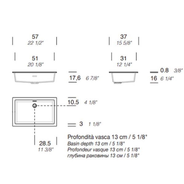 Раковина Milldue Net 51 9905*0 Bianco lucido