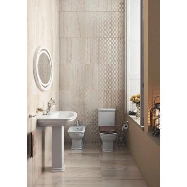 Унитаз-компакт Vitra Serenada 9722B003-7204 с деревянным сиденьем, белый