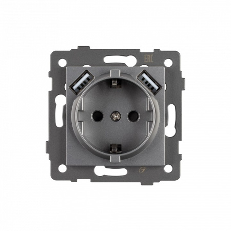 Розетка с заземлением и 2хUSB type A, без рамки Arlight SCT 049820