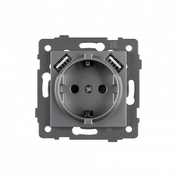 Розетка с заземлением и 2хUSB type A, без рамки Arlight SCT 049820