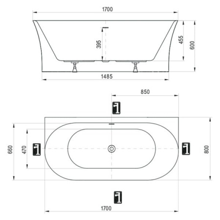 Акриловая ванна Ravak Freedom D 170x80 XC00D00051