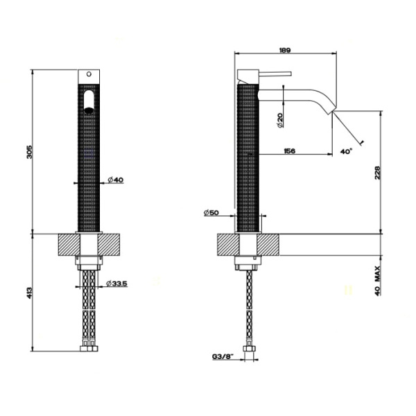 Смеситель для раковины Gessi 316 54206#239 нержавейка