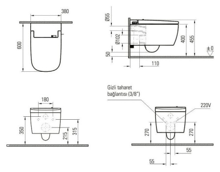Подвесной унитаз Vitra V-Care 5674B003-6193