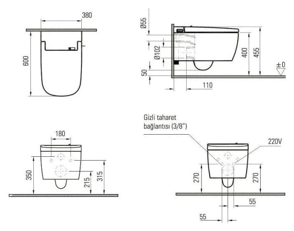 Подвесной унитаз Vitra V-Care 5674B003-6193