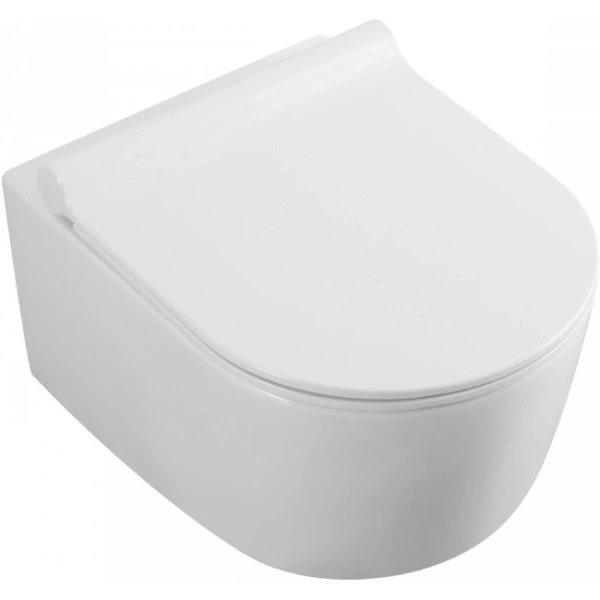 Унитаз подвесной Agger AT05100 безободковый, с сиденьем микролифт, белый глянец