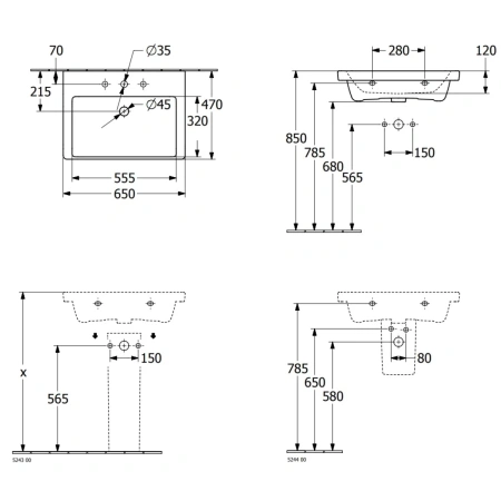 Раковина 65x47 см Villeroy & Boch Subway 3.0 4A706601