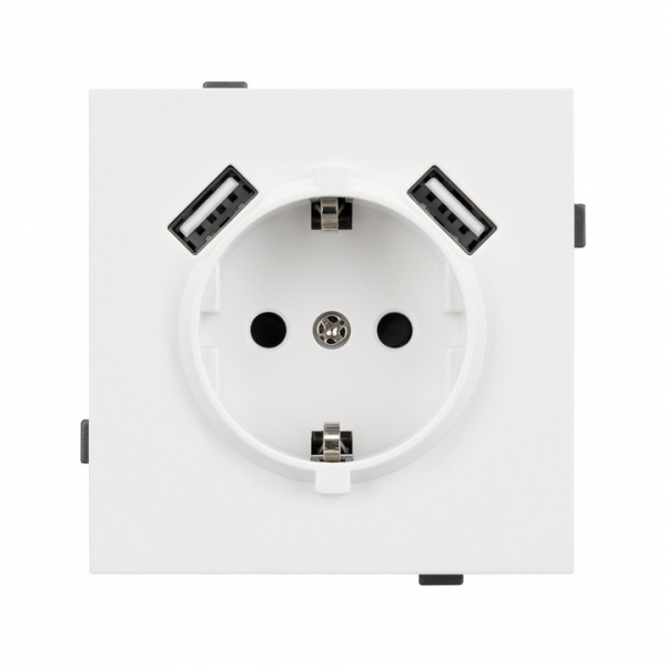 Розетка с заземлением и 2хUSB type A, без рамки Arlight SCT-TENDO 054606