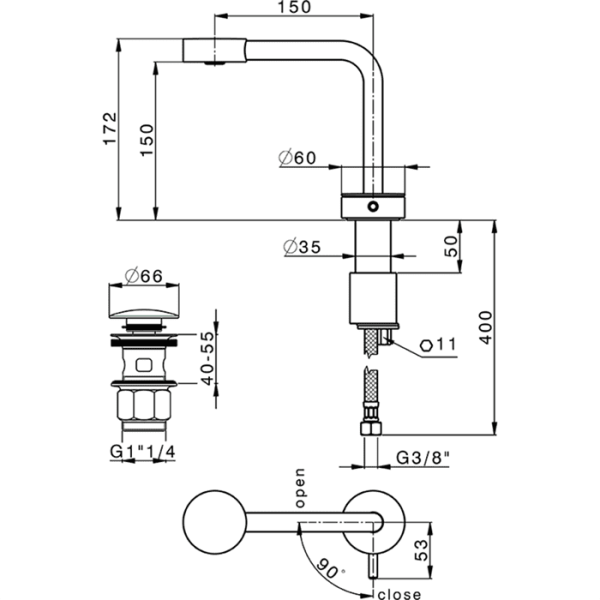 Смеситель для раковины Cisal Slim SM0007106T