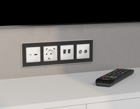 Накладка для розетки RJ-11 или RJ-45 Ambrella Volt ALFA AP1321