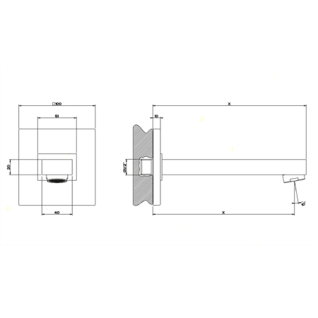 Излив для ванны Gessi Rettangolo 20121#031