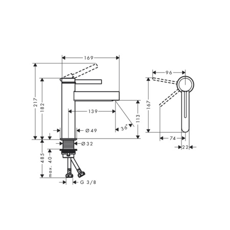 Смеситель для раковины Hansgrohe Finoris 76024670 черный матовый