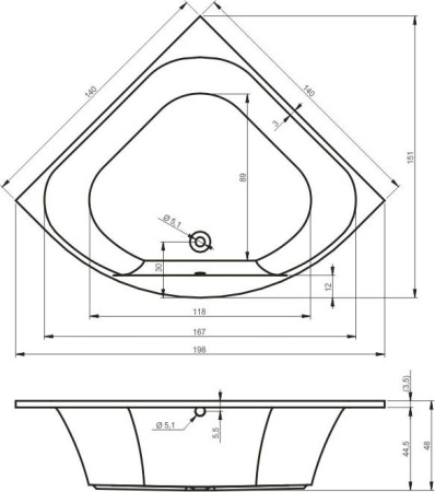 Акриловая ванна Riho Atlanta 140х140 BB7000500000000