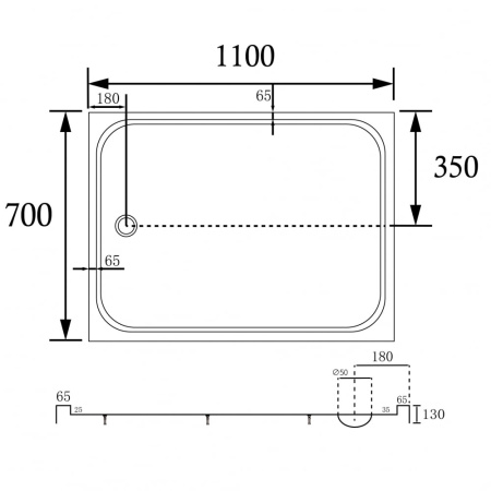 Душевой поддон Abber 110x70 AD3C117