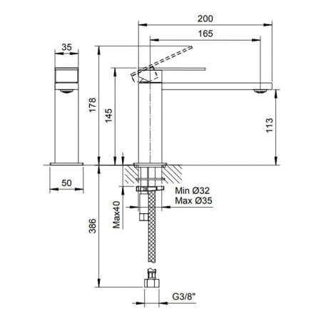 Смеситель для раковины Fantini Mint 34 93 F003WF сталь
