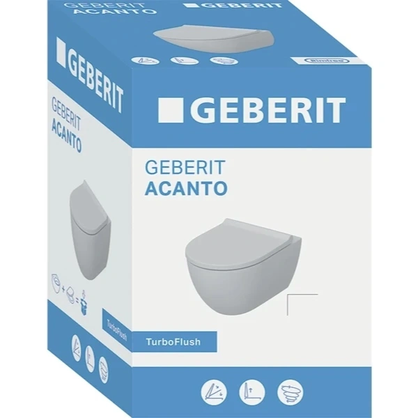 Унитаз подвесной Geberit Acanto 502.718.00.1 безободковый, торнадо, с сиденьем микролифт, белый