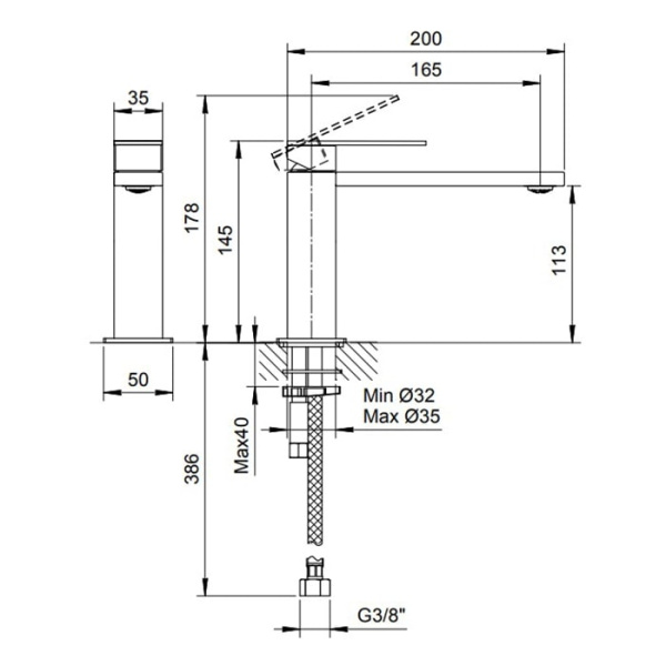 Смеситель для раковины Fantini Mint 34 93 F003WF сталь