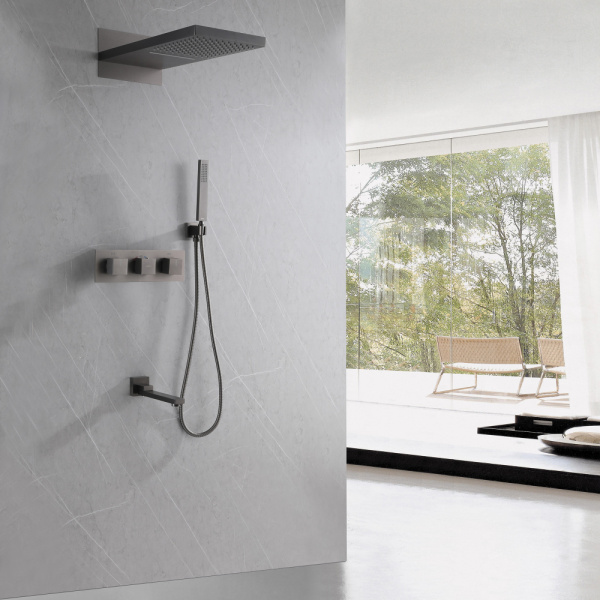 Душевой комплект Abber Daheim AF8253NG с термостатом никель