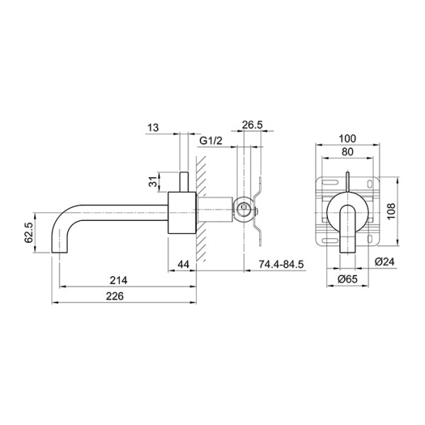 Смеситель для раковины Fantini AF/21 27 93 A513B сталь