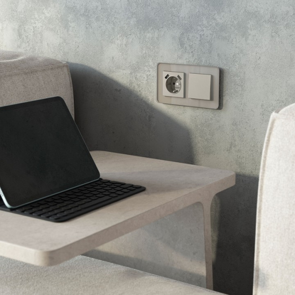 Выключатель проходной одноклавишный без рамки Werkel дымчатый W1212004