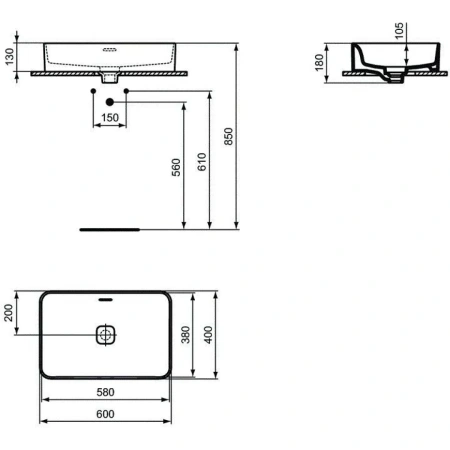 Раковина 60x40 см Ideal Standard Strada II T299901