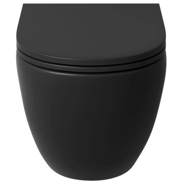 Унитаз подвесной Grossman GR-4455BMSQ безободковый, торнадо, с сиденьем микролифт, черный матовый