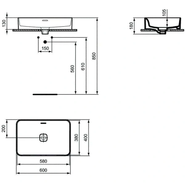 Раковина 60x40 см Ideal Standard Strada II T299901