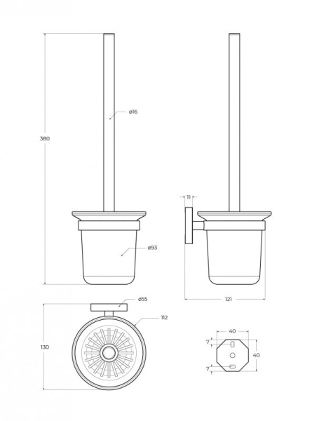 Ёршик для унитаза подвесной Cezares Relax RELAX-TBS-V-GM оружейная сталь