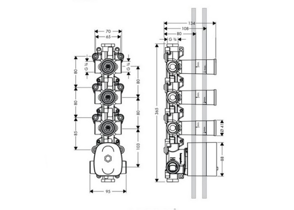 Скрытая часть модуля термостата AXOR Starck Shower Collection 10750180