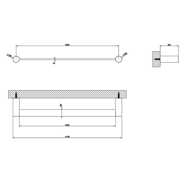 Полотенцедержатель Gessi 316 45 см 54800#707 черный
