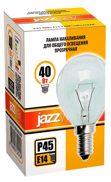 Лампа накаливания Jazzway  E14 40Вт 2700K P45 240V 40W E14 clear