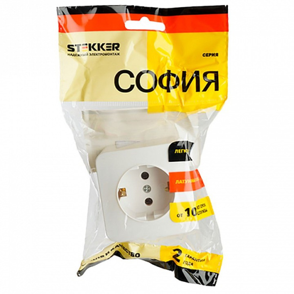 Розетка с заземлением Stekker София 49302