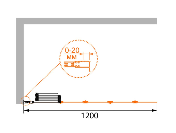 Шторка для ванны Cezares PRATICO-V-5-120/140-C-Cr