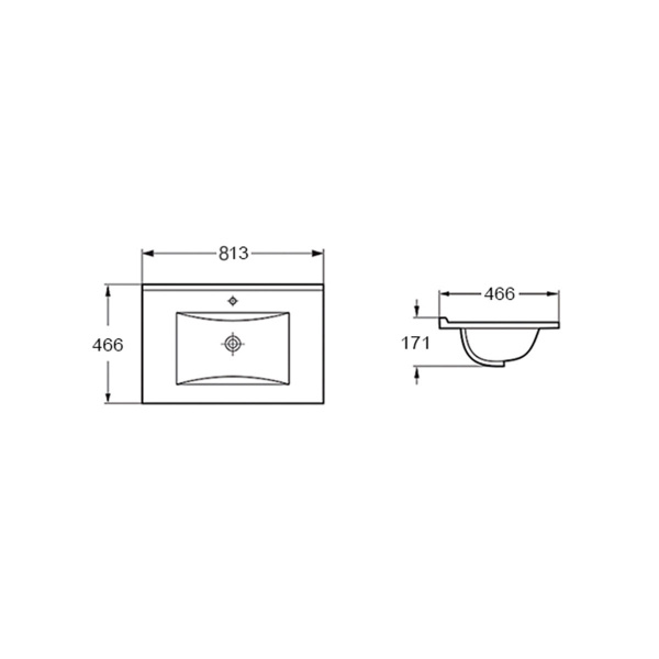 Раковина Vincea 80 см VBS-13980MB черный матовый