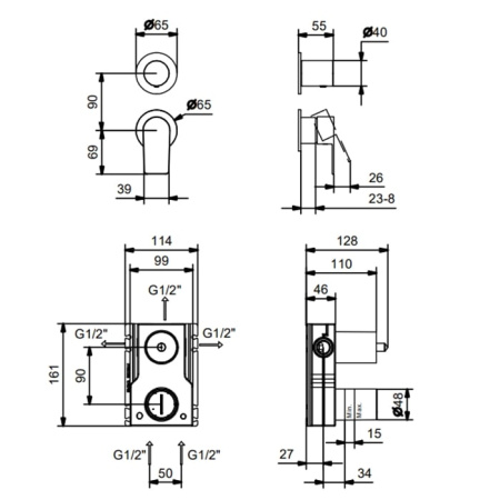 Смеситель для душа Fantini Myo 61 13 V689B черный