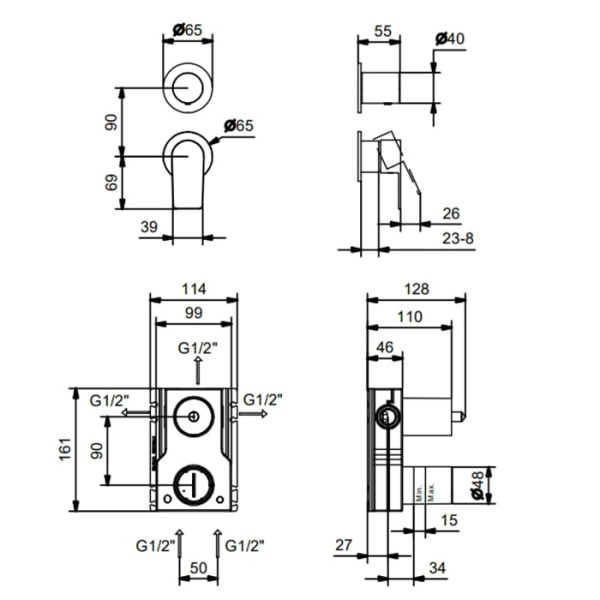 Смеситель для душа Fantini Myo 61 13 V689B черный