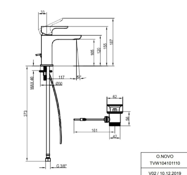 Смеситель для раковины Villeroy&Boch O.novo TVW10410111061