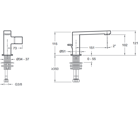 Смеситель для раковины Jacob Delafon Composed E73050-CP