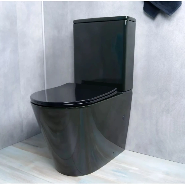 Унитаз-компакт GID Tr2179BL безободковый, с сиденьем микролифт, черный глянец