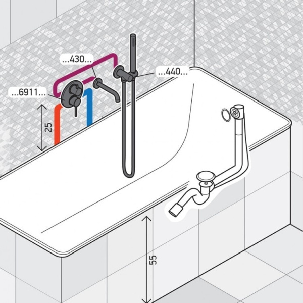 Смеситель для ванны Paini Cox 78PZSET26911BATH с душевым гарнитуром черный матовый