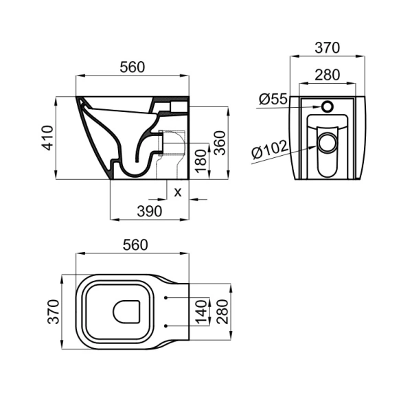 Приставной унитаз Noken Essence C N365850109
